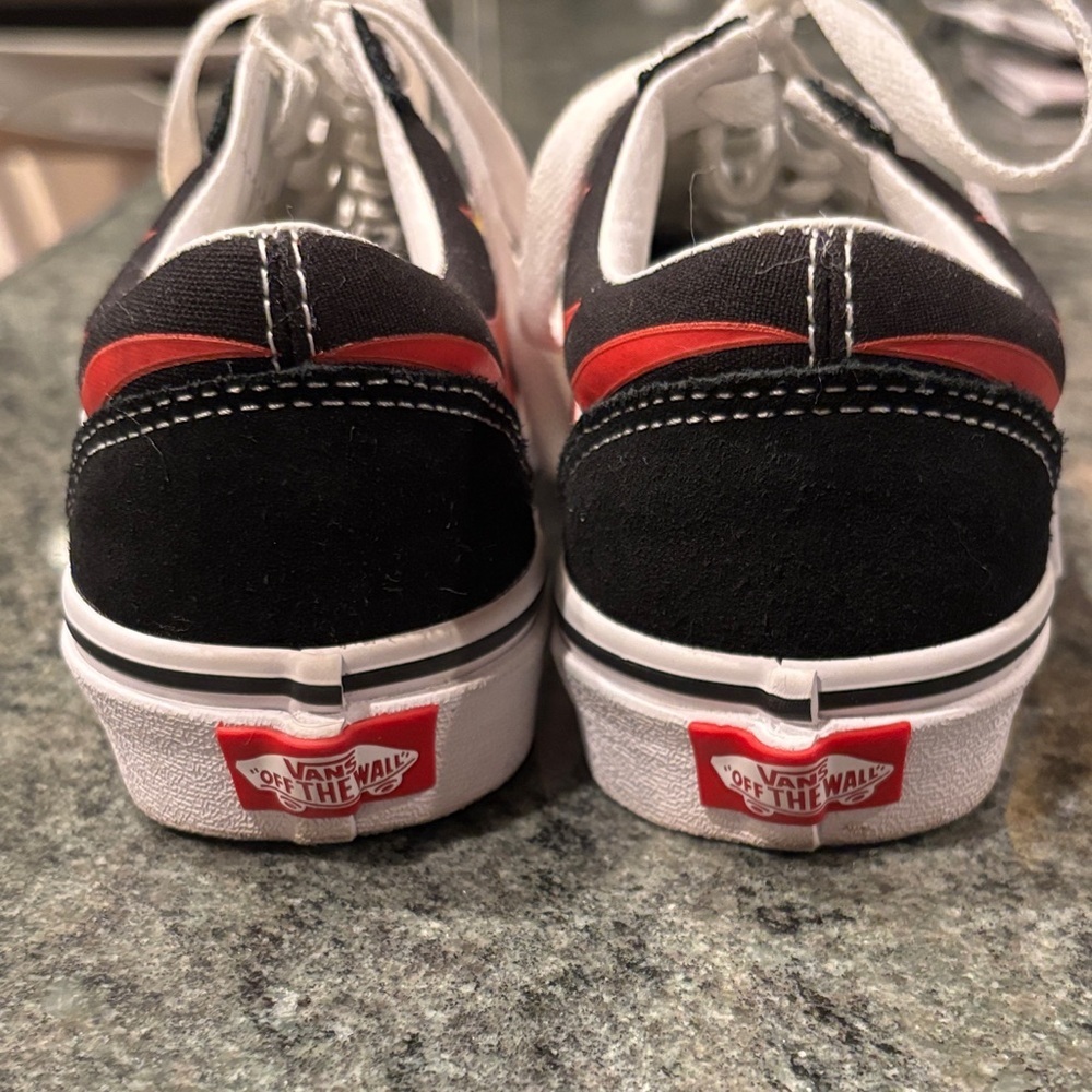 Vans Black and Yellow Flame Design Shoes - Picture 4 of 6